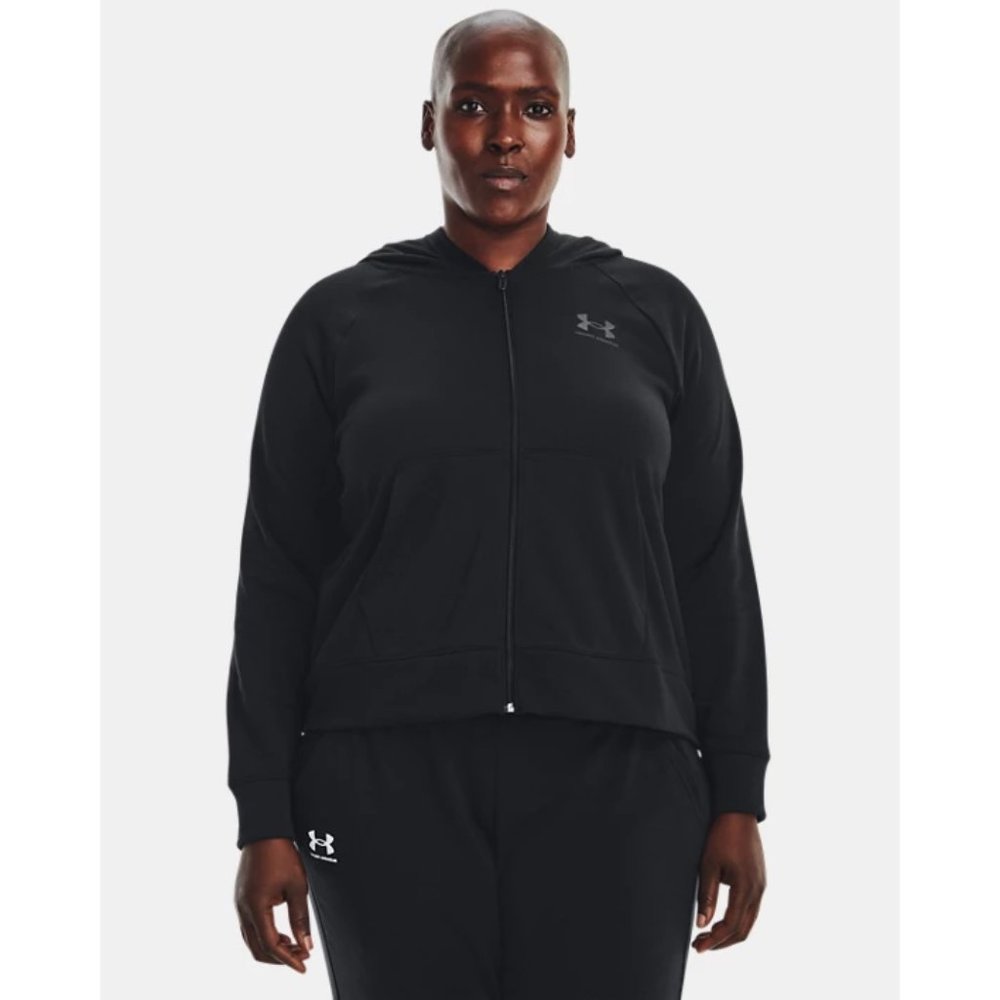 NWT Under Armour Black UA Rival Terry Full Zip Hoodie Sweatshirt Size 3X